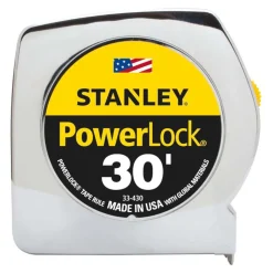 Tape Measure: 30' Long, 1" Width, Yellow Blade