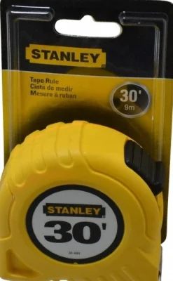 Tape Measure: 30' Long, 1" Width, Yellow Blade