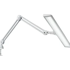 Task Light: LED, 39.37" Reach, Ball Joint Arm, Free Standing, White