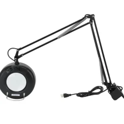 Task Light: Fluorescent, 38" Reach, Swing Arm, Clamp-On, Black