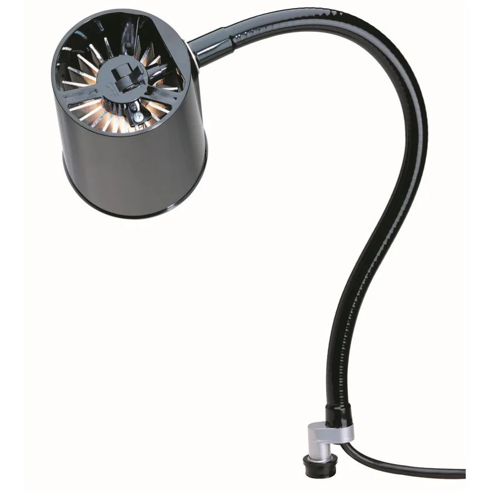Task Light: Halogen & Incandescent, 24" Reach, Gooseneck Arm, Coupler, Black