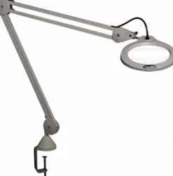 Task Light: LED, 45" Reach, Spring Suspension Arm, Clamp-On, Light Gray