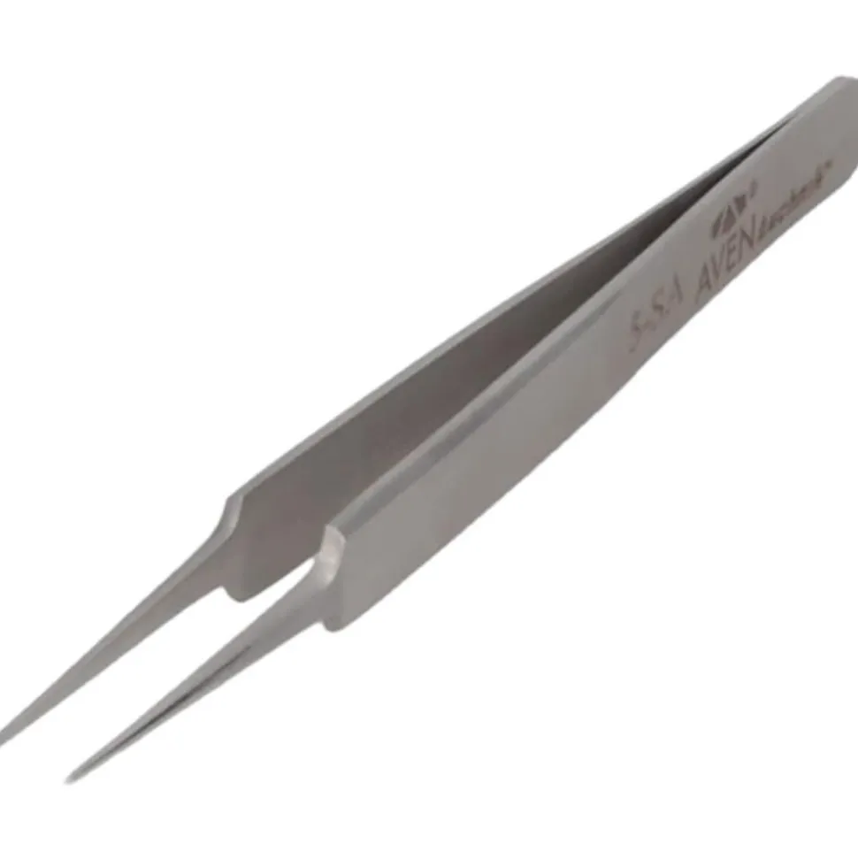 4.25" Tecknik Tweezers: Style 5, Stainless Steel, Anti-Magnetic, Anti-Acid. Very Fine Point