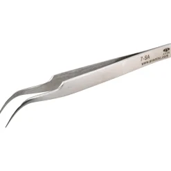 4.75" Tecknik Tweezers: Style 7, Stainless Steel, Anti-Magnetic, Anti-Acid, Curved Tips
