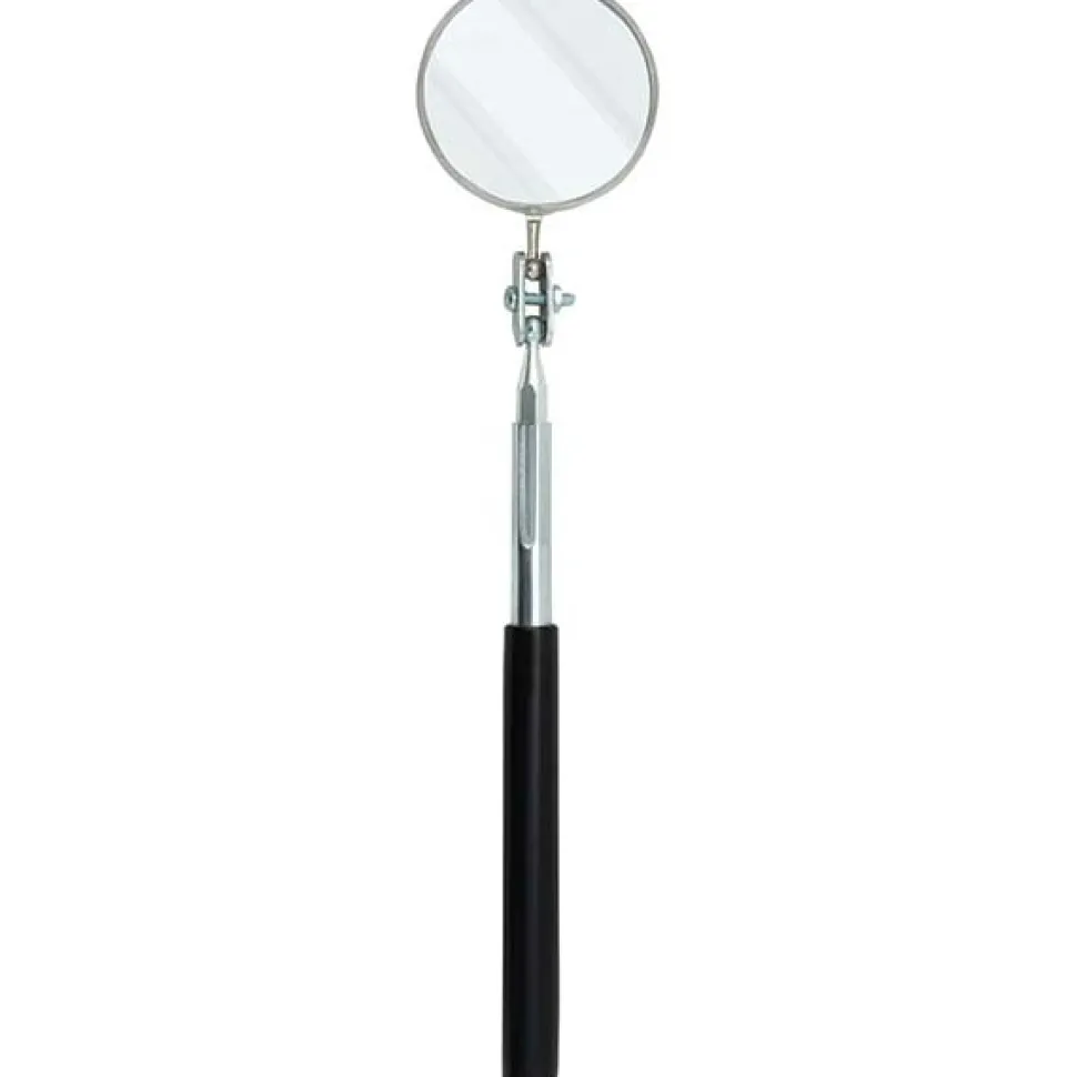 Telescoping Inspection Mirror: Round, Glass Mirror, Vinyl Handle