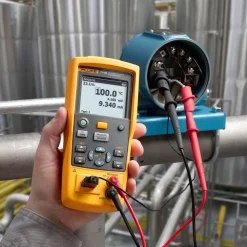 The Fluke 714B is a handheld, battery-operated instrument that measures and sources a variety of thermocouple types and millivolts. It can calibrate a linear thermocouple transmitter with the mV source function and also measure mA while sourcing temperature. It also provides linear ramp and 25% step auto ramp functionality based on 0% and 100% settings for performing quick, linearity checks. With the intelligent shutdown feature the Fluke 714B remembers settings when powered down so you can quickly replicate tests after powering back up. The calibrator also has one-year and two-year specifications, along with a traceable certificate of calibration. Combine that with its rugged construction, a backlit display, and easy to use interface and you have an ideal test tool for temperature calibration professionals who want a highly accurate, single-function thermocouple temperature calibrator.