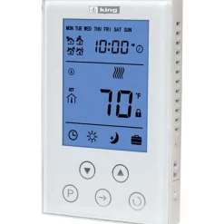 Thermostats; Thermostat Type: Line Voltage Wall Thermostat; Style: Line Voltage Wall Thermostat; Minimum Temperature (F): 41.0 °F; 41.000; Maximum Temperature: 95.0 °F; Maximum Temperature (F): 95.000; Minimum Voltage: 120 V; Maximum Voltage: 240 V; Amperage: 15 A; Color: White