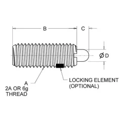 Threaded Spring Plunger: #8-32, 5/8" Thread Length, 0.07" Dia, 3/32" Projection
