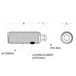 Threaded Spring Plunger: 3/8-16, 1-1/8" Thread Length, 3/16" Projection