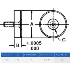 10-32 Thread, 5/8" OD, 1/4" High, Flat Foot