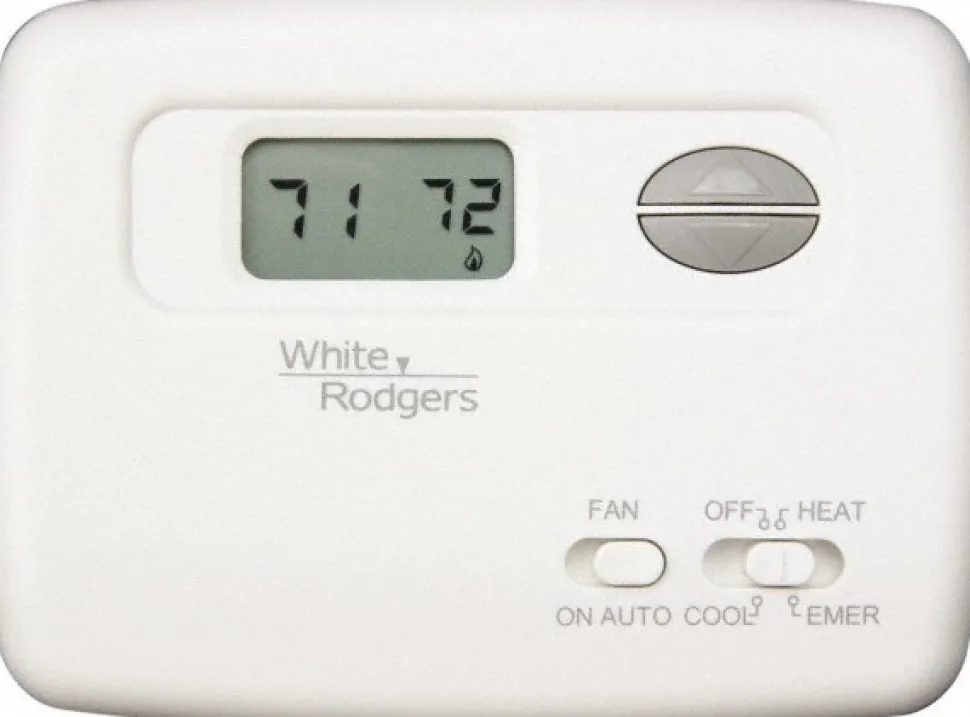 45 to 90°F, 2 Heat, 1 Cool, Digital Nonprogrammable Heat Pump Thermostat