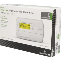 45 to 90°F, 1 Heat, 1 Cool, Standard Digital 5+1+1 Programmable Single Stage Thermostat
