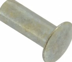 0.084 to 0.09" Hole Dia, Round Head, Zinc Plated Steel, Semi Tubular Rivet