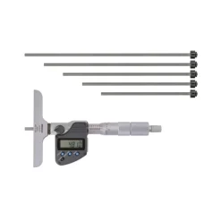 0 to 152.4mm Range, 4" Base Length, 6 Rods, Ratchet Stop Thimble, Electronic Depth Micrometer