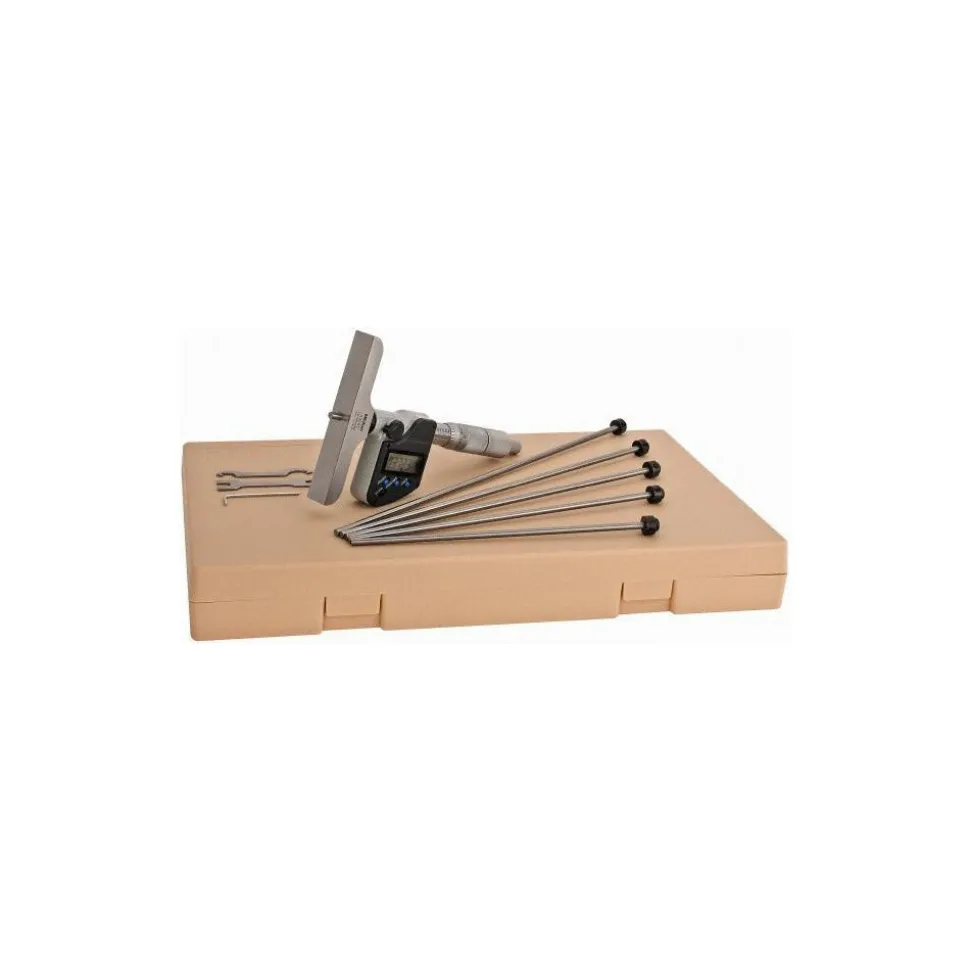 0 to 152.4mm Range, 4" Base Length, 6 Rods, Ratchet Stop Thimble, Electronic Depth Micrometer