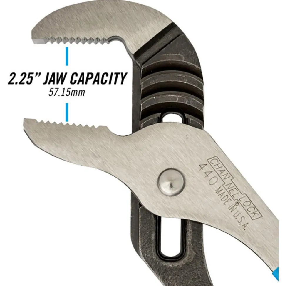 Tongue & Groove Plier: 2-1/4" Cutting Capacity, Standard Jaw