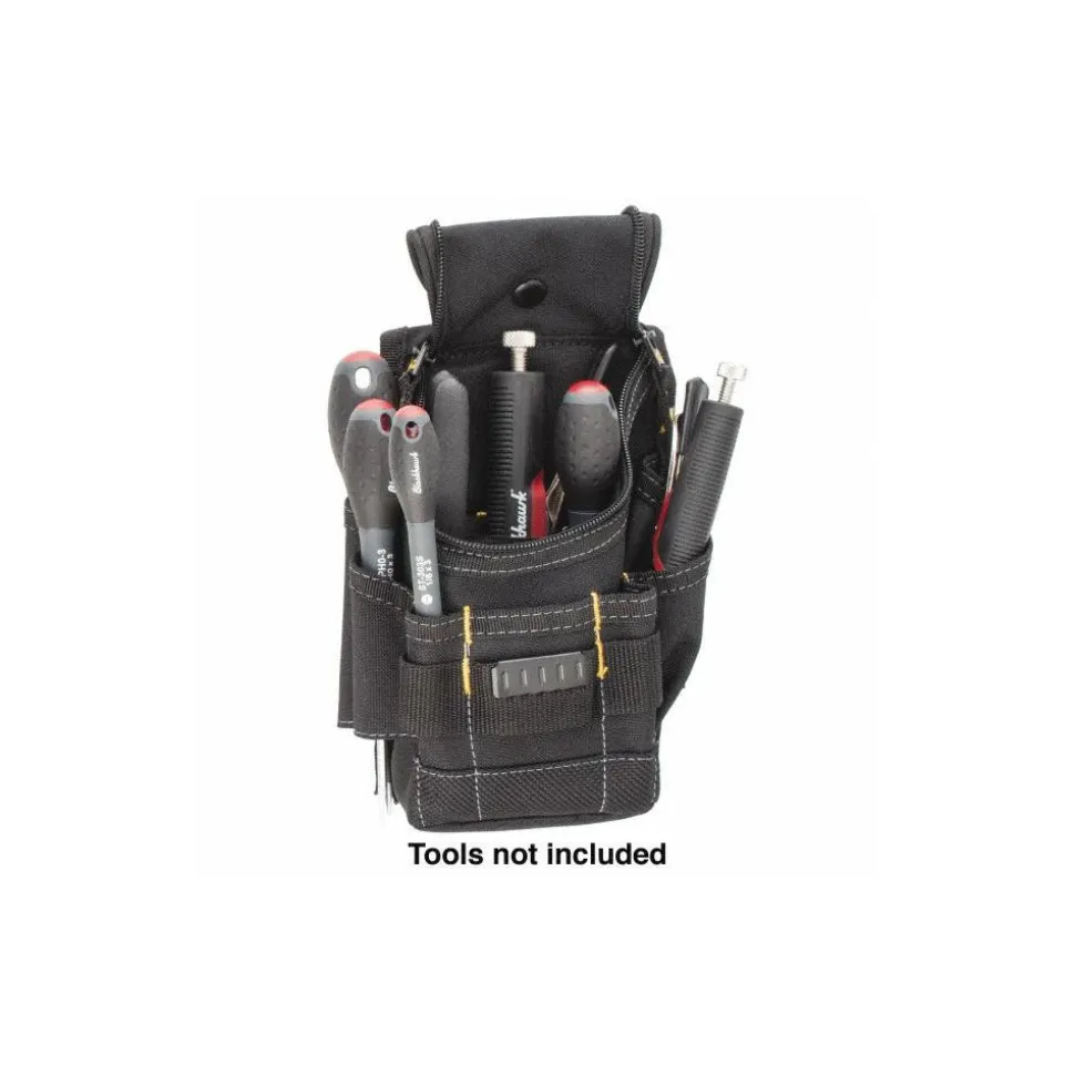 Tool Pouch: 6 Pockets, Polyester, Black