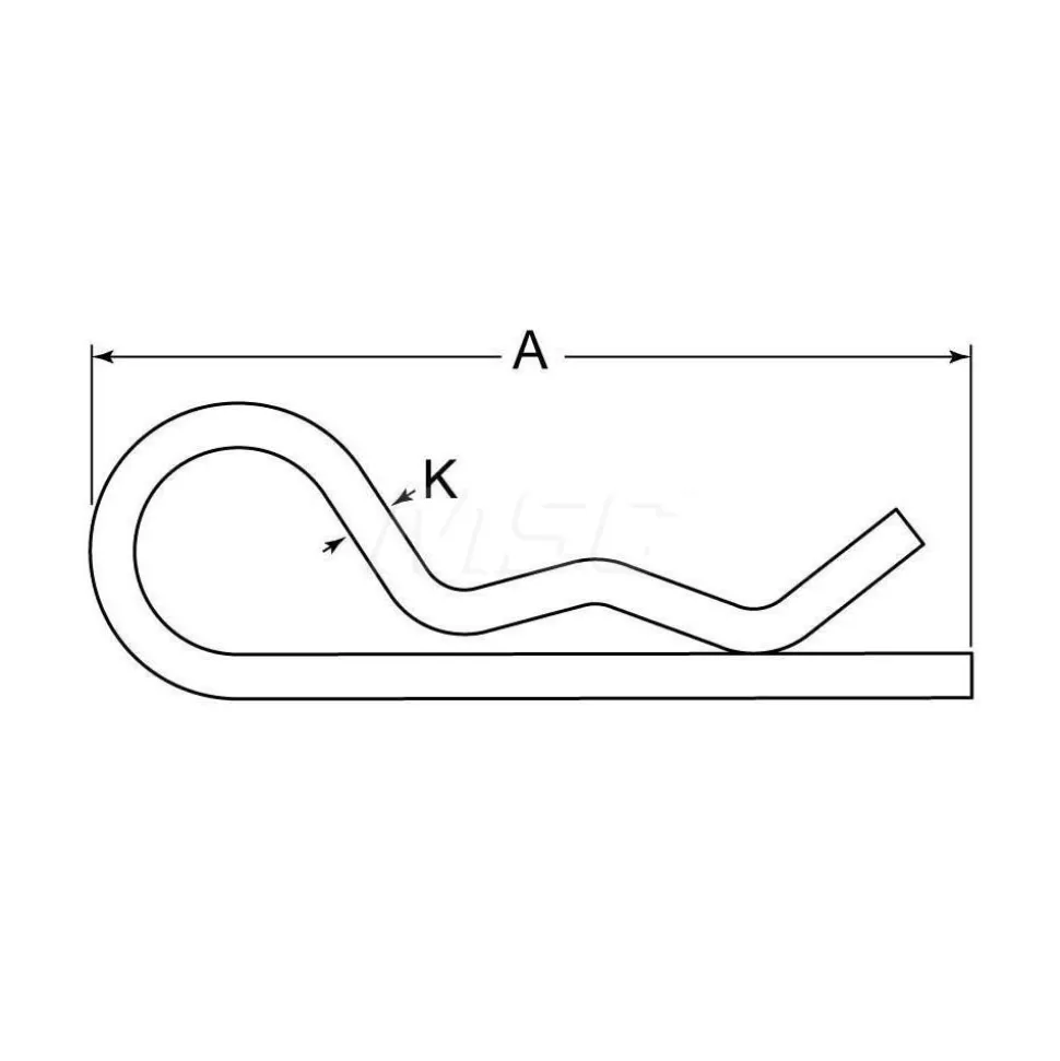7/8 to 1" Shaft Dia, 3-3/4" Long, 0.178" Wire Dia, Hair Pin Cotter