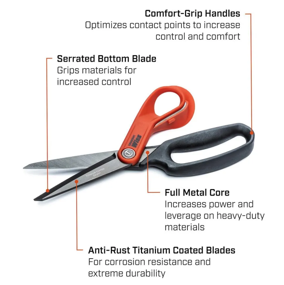 Tradesman Shears: 10" OAL, 4" LOC, Titanium Blades