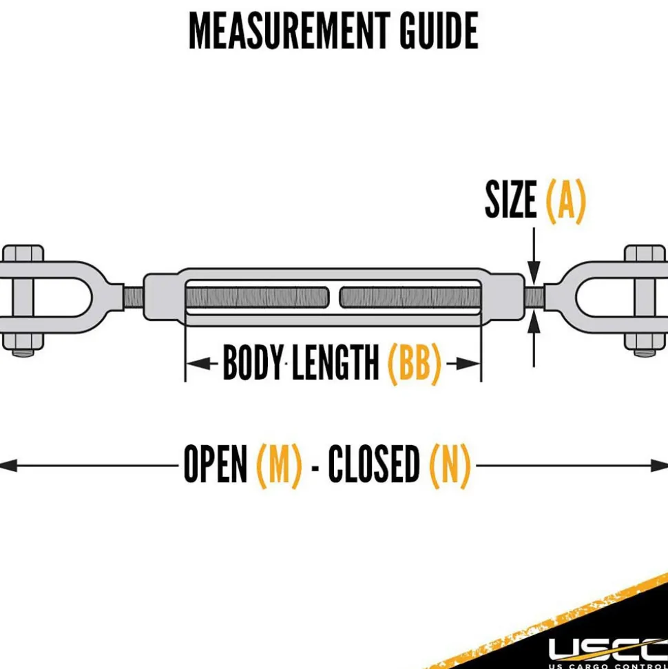 Turnbuckles: Turnbuckle Type: Jaw & Jaw; Thread Size: 1/2-6 in; Turn-up: 6