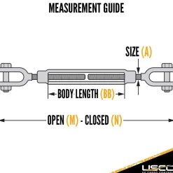Turnbuckles: Turnbuckle Type: Jaw & Jaw; Thread Size: 1-24 in; Turn-up: 24