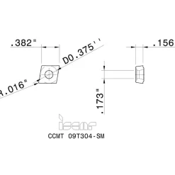 Turning Insert: CCMT 3-1-SM IC907, Carbide