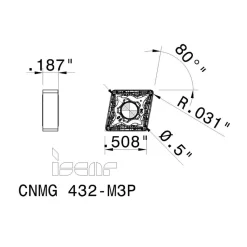 Turning Insert: CNMG432-M3P IC8250, Carbide
