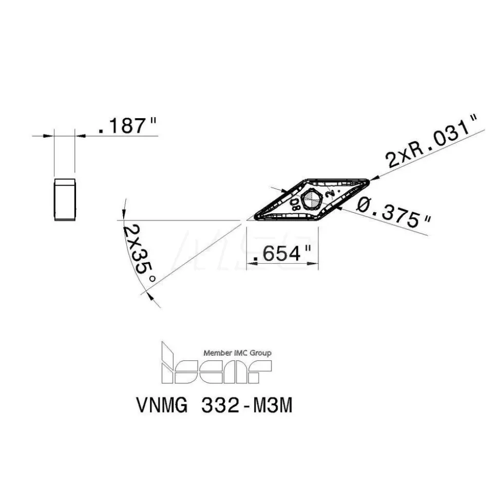 Turning Insert: VNMG332-M3M IC806, Carbide