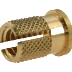 1/4-20 UNC Brass Flanged Press Fit Threaded Insert for Plastic