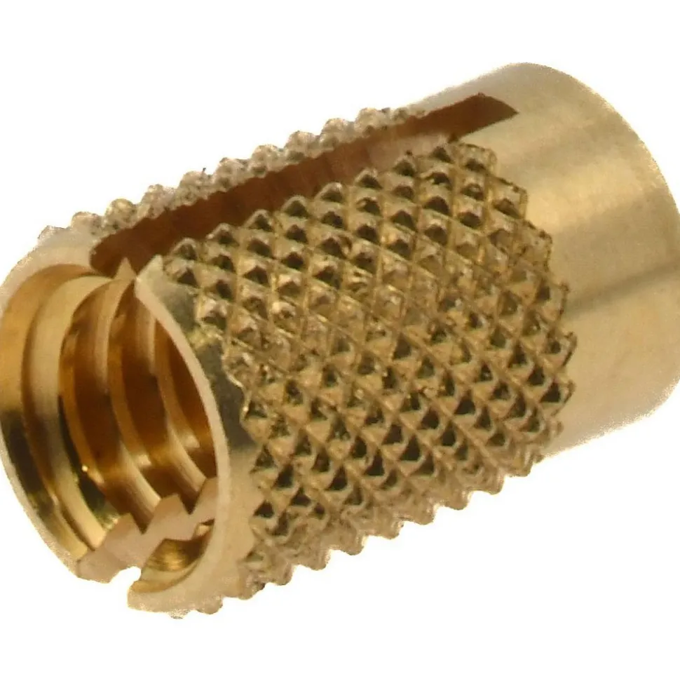 1/4-20 UNC Brass Flush Press Fit Threaded Insert for Plastic