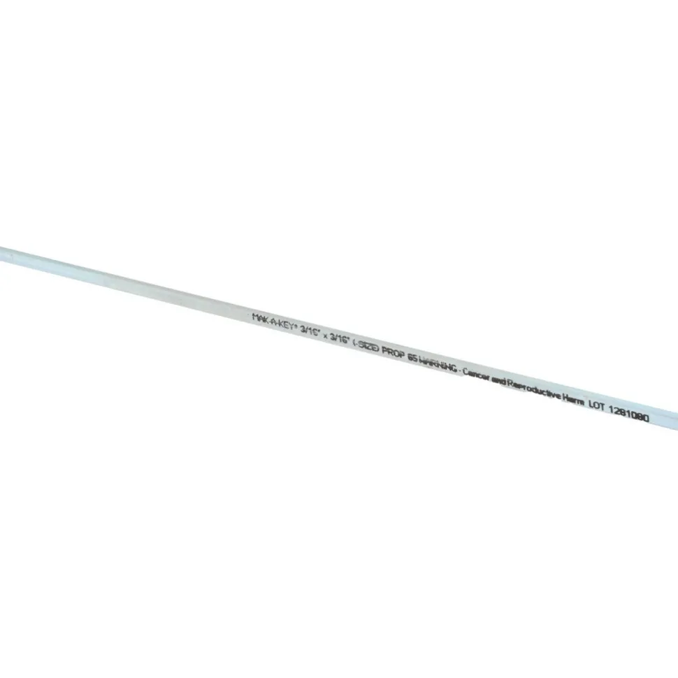 Undersized Key Stock: 3/16" High, 3/16" Wide, 12" Long, Steel, Zinc-Plated