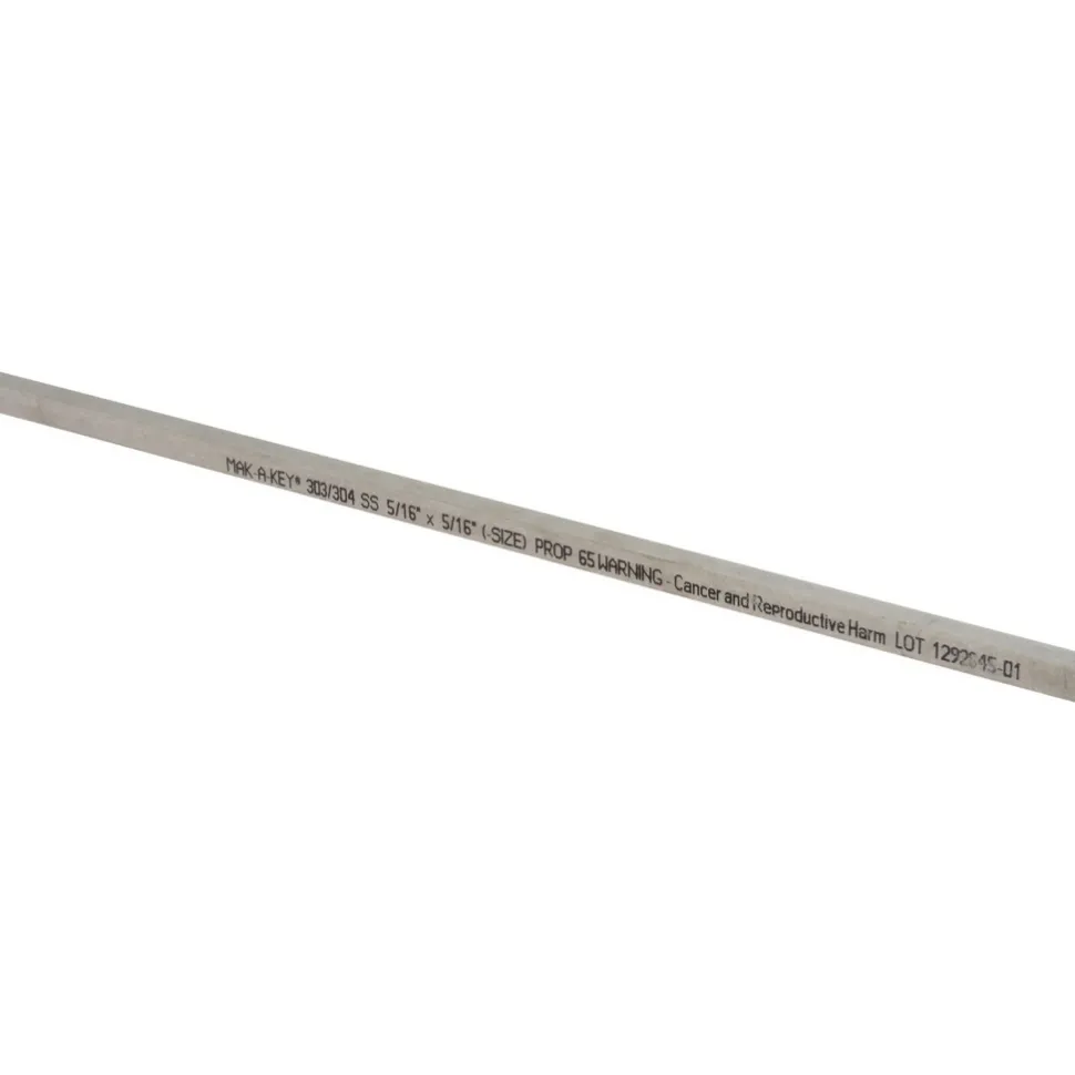 Undersized Key Stock: 5/16" High, 5/16" Wide, 12" Long, 18-8 Stainless Steel