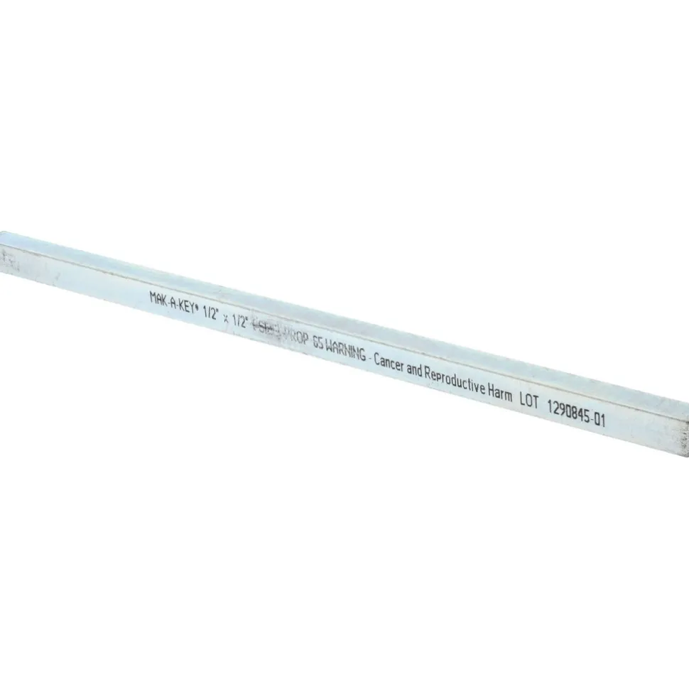 Undersized Key Stock: 1/2" High, 1/2" Wide, 12" Long, Steel, Zinc-Plated