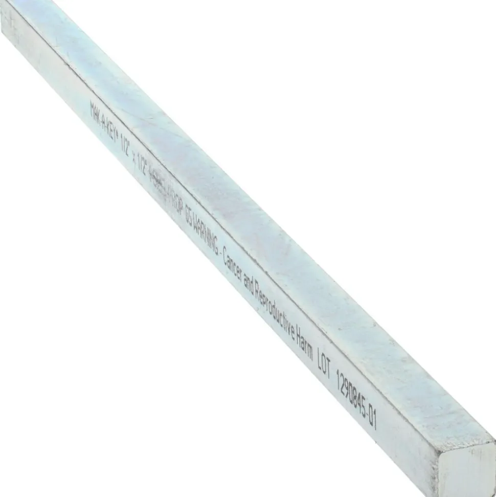 Undersized Key Stock: 1/2" High, 1/2" Wide, 12" Long, Steel, Zinc-Plated