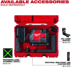 USB Rechargeable Green Cross Line & Plumb Points Laser