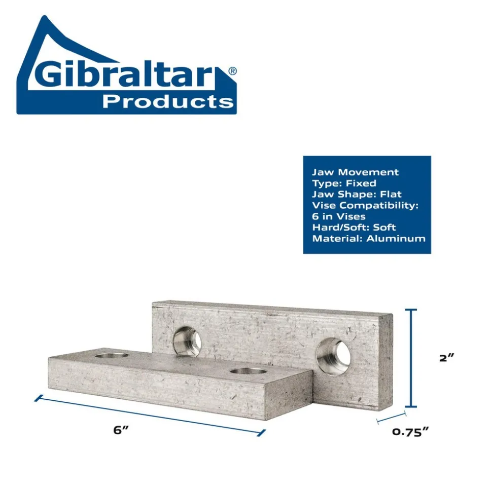 Vise Jaw: 6.00" Wide, 2" High, 0.7500" Thick, Flat