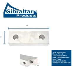 Vise Jaw: 6.00" Wide, 2" High, 2.0000" Thick, Flat