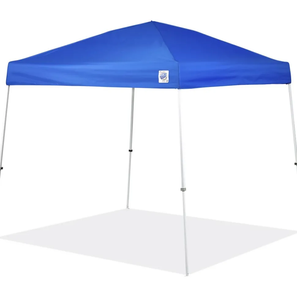Vista Shelter: 10' x 10' Royal Blue Canopy, White Steel Slanted Leg Frame, 11' 2" Center Height