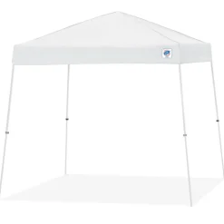 Vista Shelter: 10' x 10' White Canopy, White Steel Slanted Leg Frame, 11' 2" Center Height