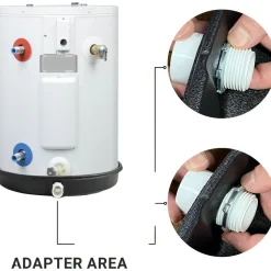 Water Heater Parts & Accessories: Type: Water Heater Drain Pan; Maximum Work Temperature (F): 176.000; For Use With: Electric Water Heaters; Contents: drain pan and drain hose adapter