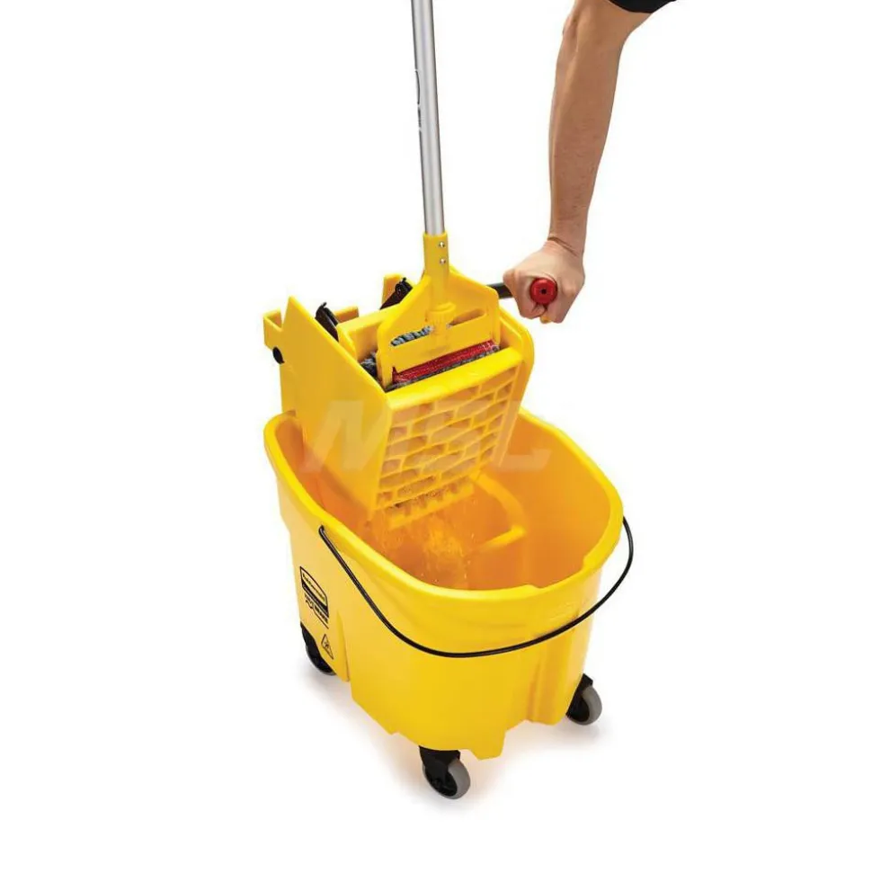 WaveBrake 35 Qt Side-Press Mop Bucket & Wringer Combo on Wheels, Yellow