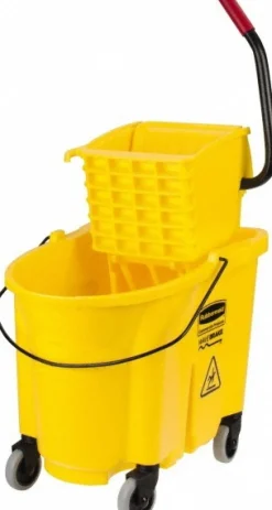 WaveBrake 35 Qt Side-Press Mop Bucket & Wringer Combo on Wheels, Yellow
