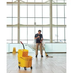 WaveBrake 35 Qt Side-Press Mop Bucket & Wringer Combo on Wheels, Yellow