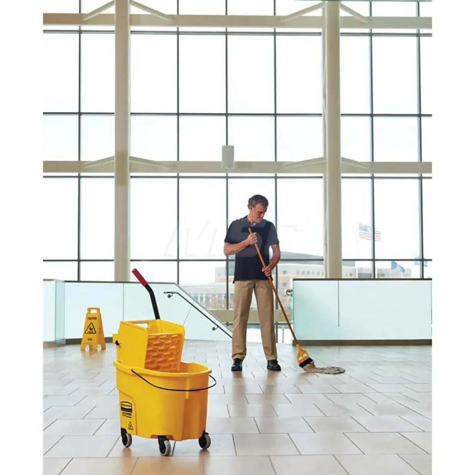 WaveBrake 35 Qt Side-Press Mop Bucket & Wringer Combo on Wheels, Yellow