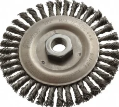 Wheel Brush: 5" Wheel Dia, 3/16" Face Width, 0.0200" Wire Dia, Knotted