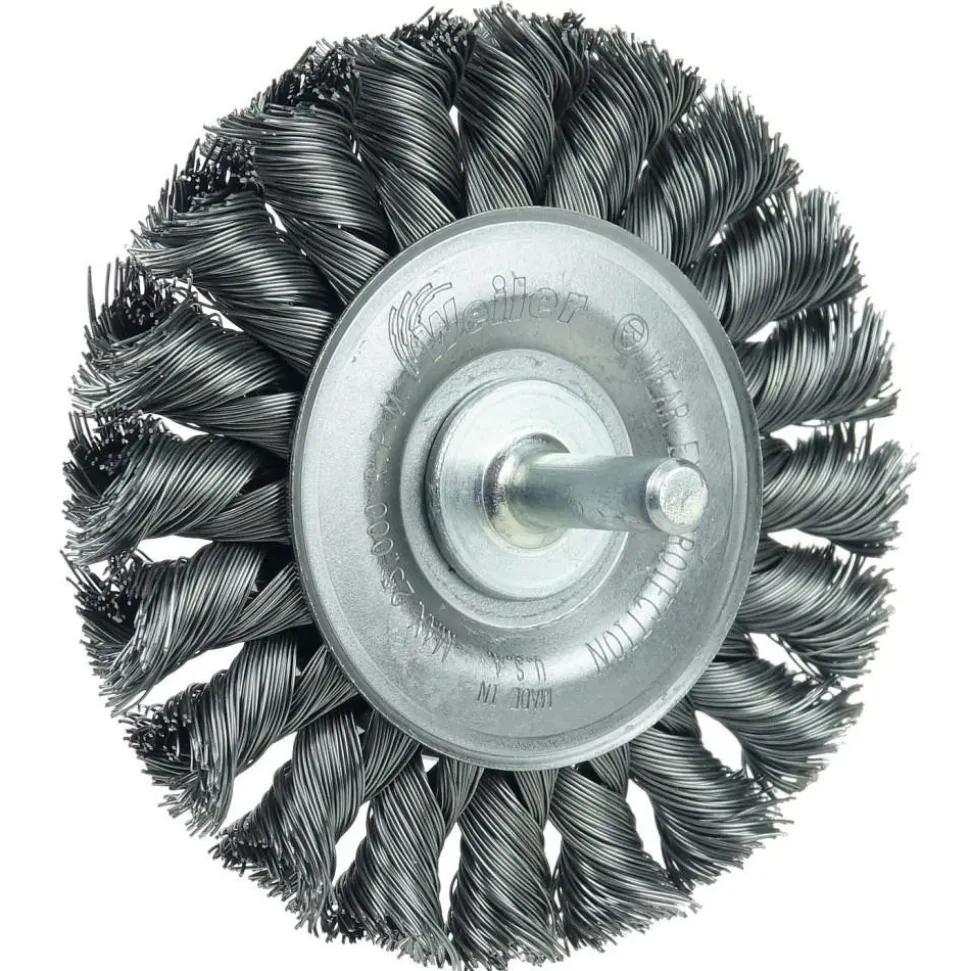 Wheel Brush: 3-1/4" Wheel Dia, 3/8" Face Width, 0.0140" Wire Dia, Knotted