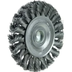 Wheel Brush: 3-1/4" Wheel Dia, 3/8" Face Width, 0.0140" Wire Dia, Knotted