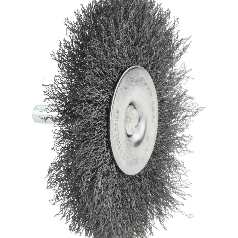 Wheel Brush: 3" Wheel Dia, 1/4" Face Width, 0.0080" Wire Dia, Crimped