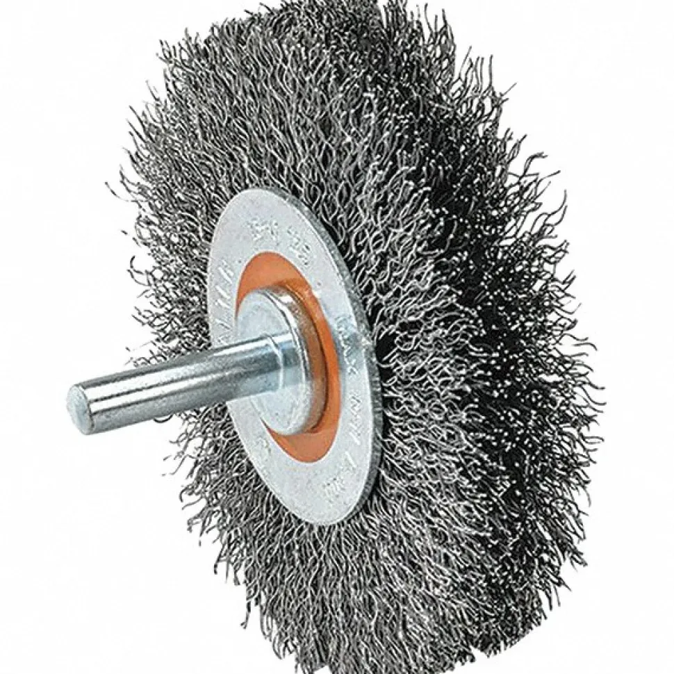 Wheel Brush: 2" Wheel Dia, 5/8" Face Width, 0.0118" Wire Dia, Crimped
