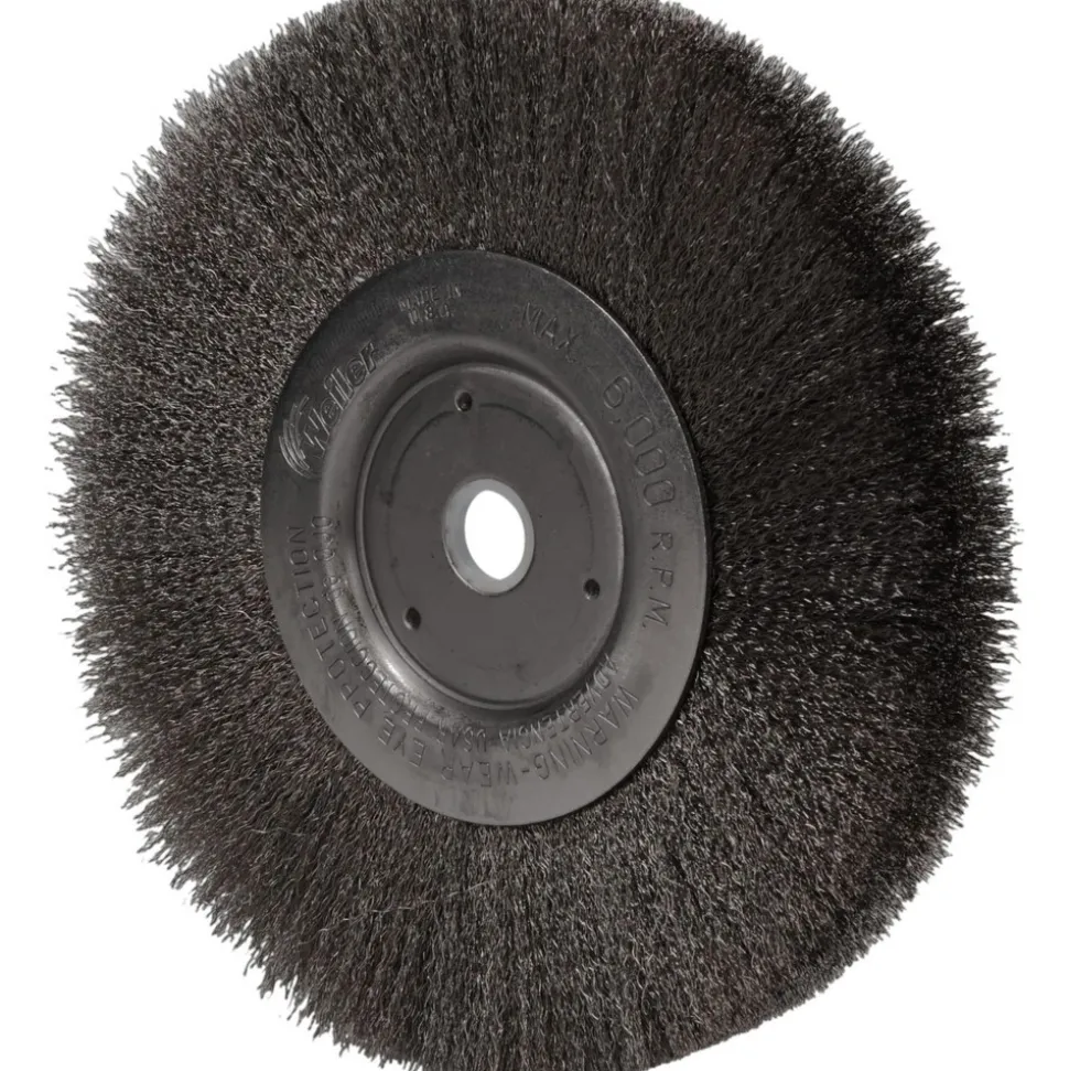 Wheel Brush: 6" Wheel Dia, 3/4" Face Width, 0.0060" Wire Dia, Crimped